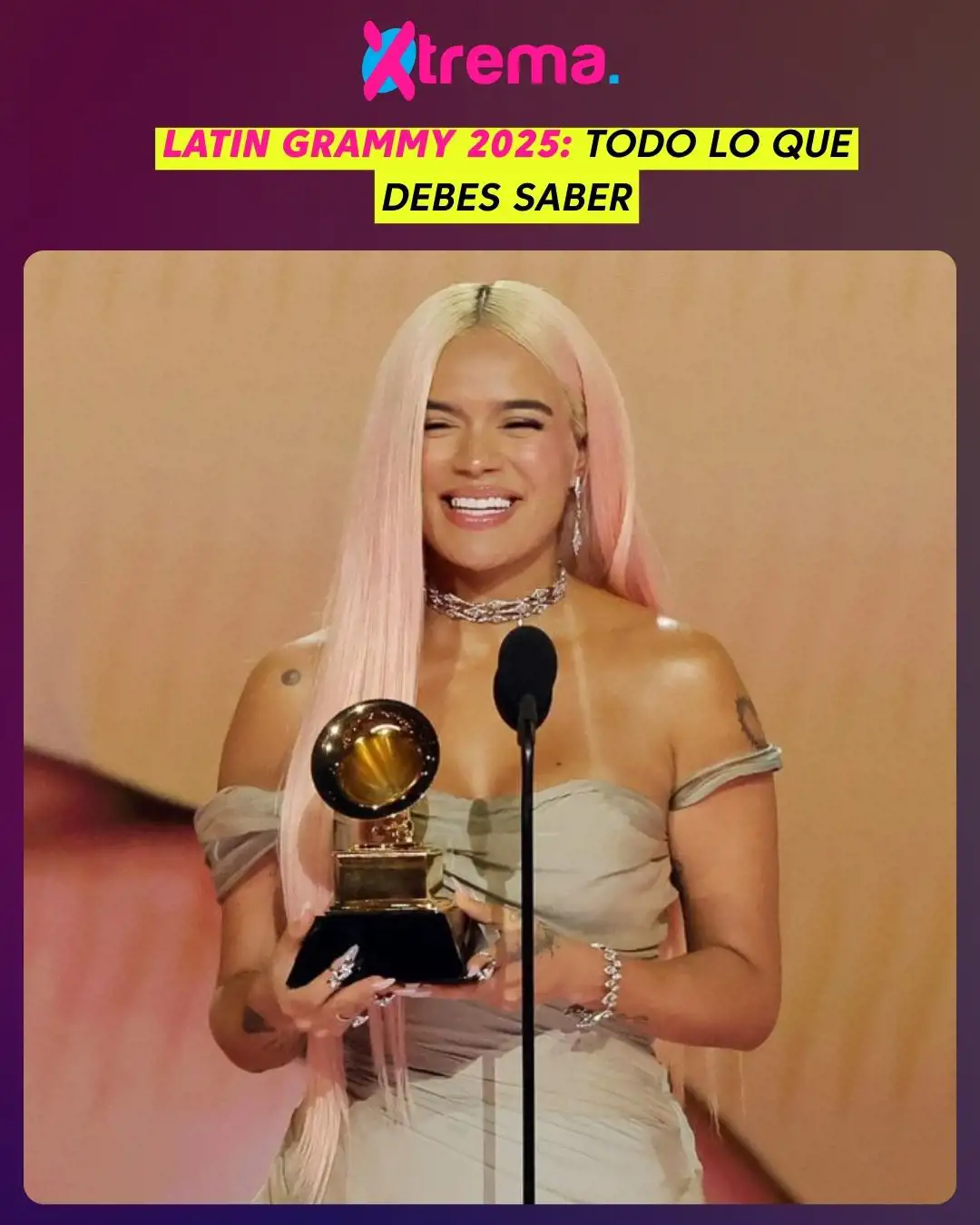 Karol G con su primer Grammy al álbum "Mañana Será Bonito".