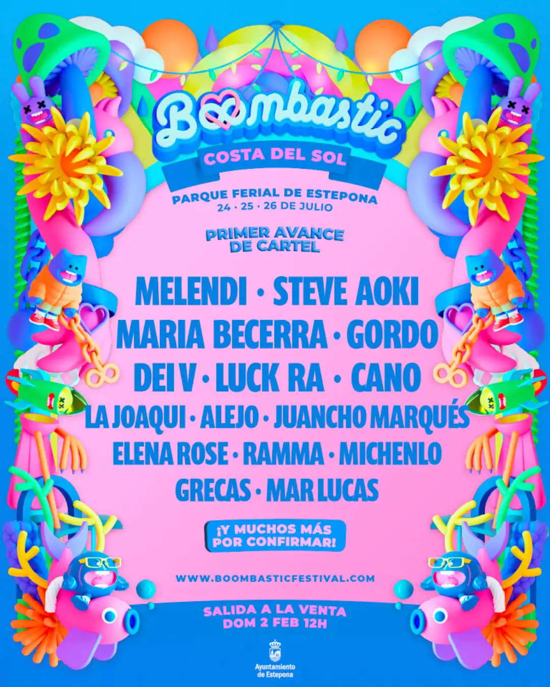 Melendi, Steve Aoki, Maria Becerra y Gordo, primeros confirmados de Boombastic Costa del Sol 2025