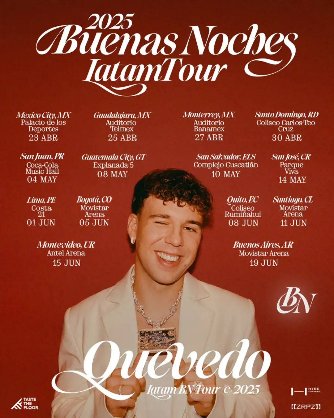 Quevedo anuncia su gira "Buenas Noches Latinoamérica"